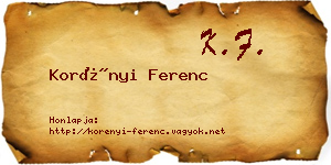 Korényi Ferenc névjegykártya