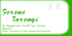 ferenc korenyi business card